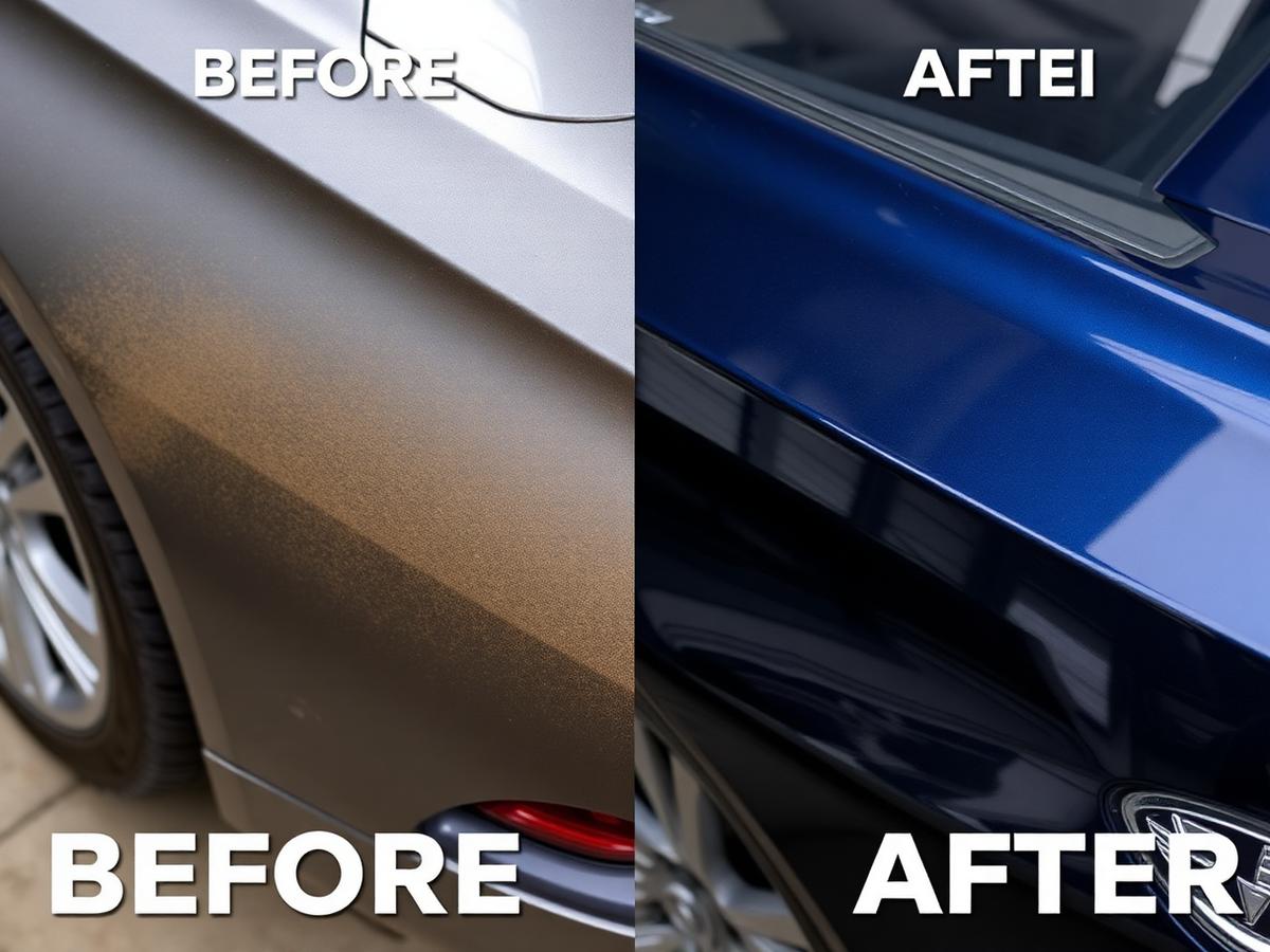 Before and after car detailing exterior